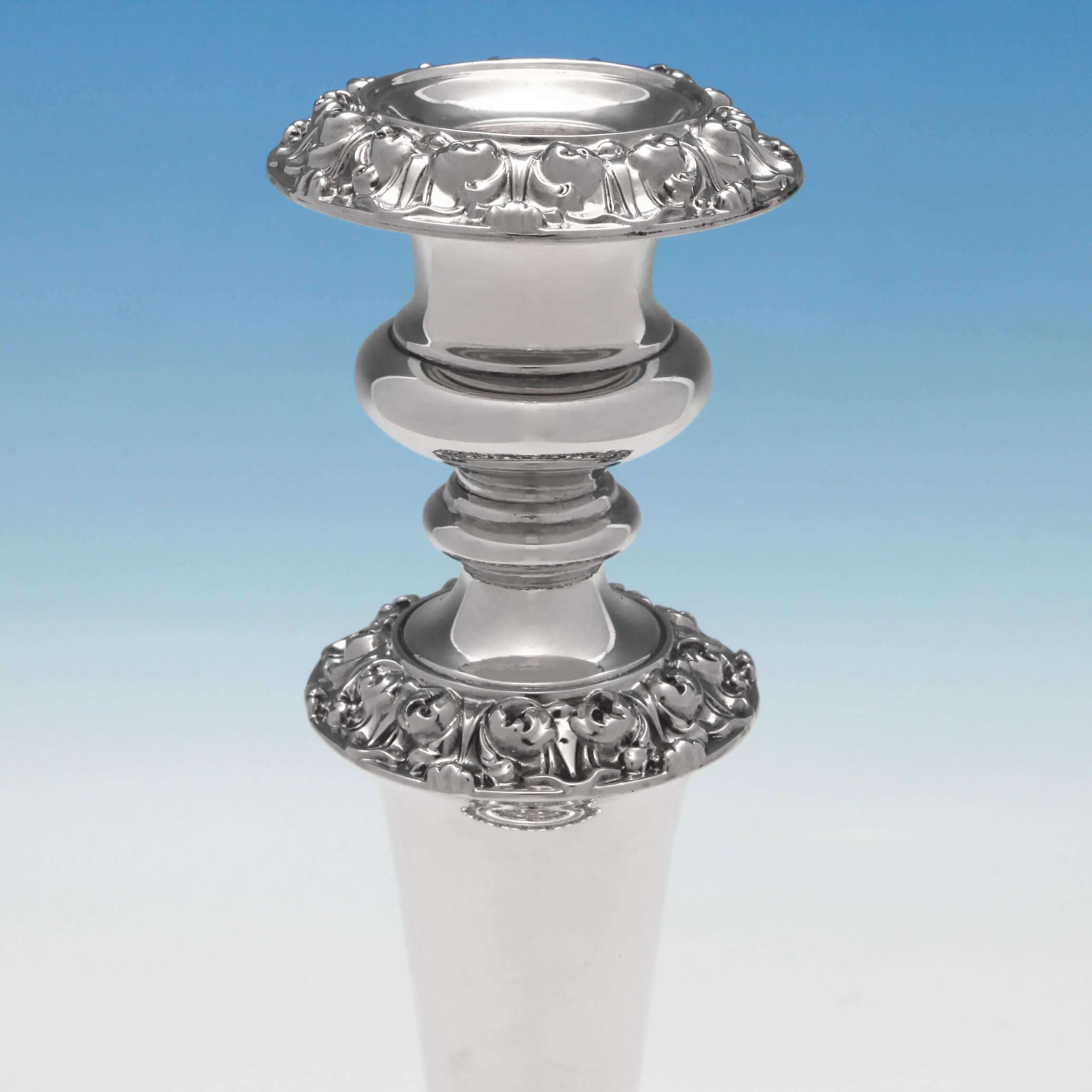 George IV Antique Sterling Silver Set of Four Candlesticks from 1828 In Good Condition In London, London