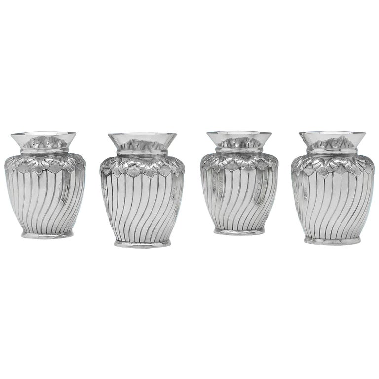 Sterling Silver Set Of Four Vases For Sale At 1stdibs
