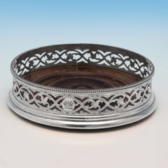 Neoclassical Antique Sterling Silver Set of Four Wine Coasters from 1780