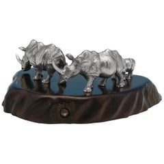 Sterling Silver Set of Three Rhinoceroses by Patrick Mavros in 1997