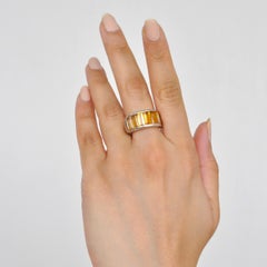 Sterling Silver Shaded Citrine Baguette Broad Band Ring