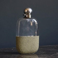 Antica fiaschetta in argento, zigrino e vetro George V Chester 1919