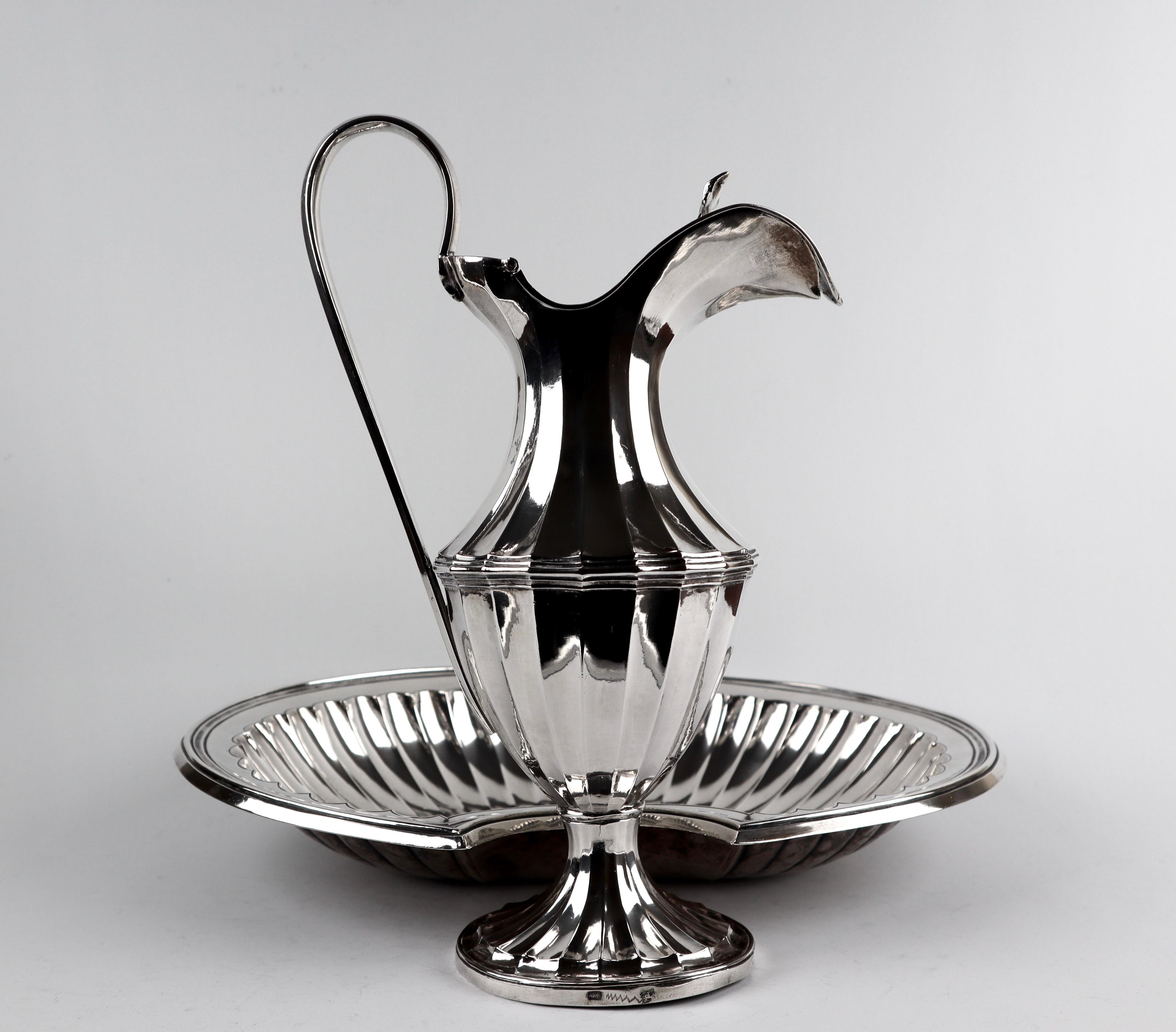 Sterling Silver Shaving Bowl and Jug Portugal Porto 1799 In Good Condition In London, GB