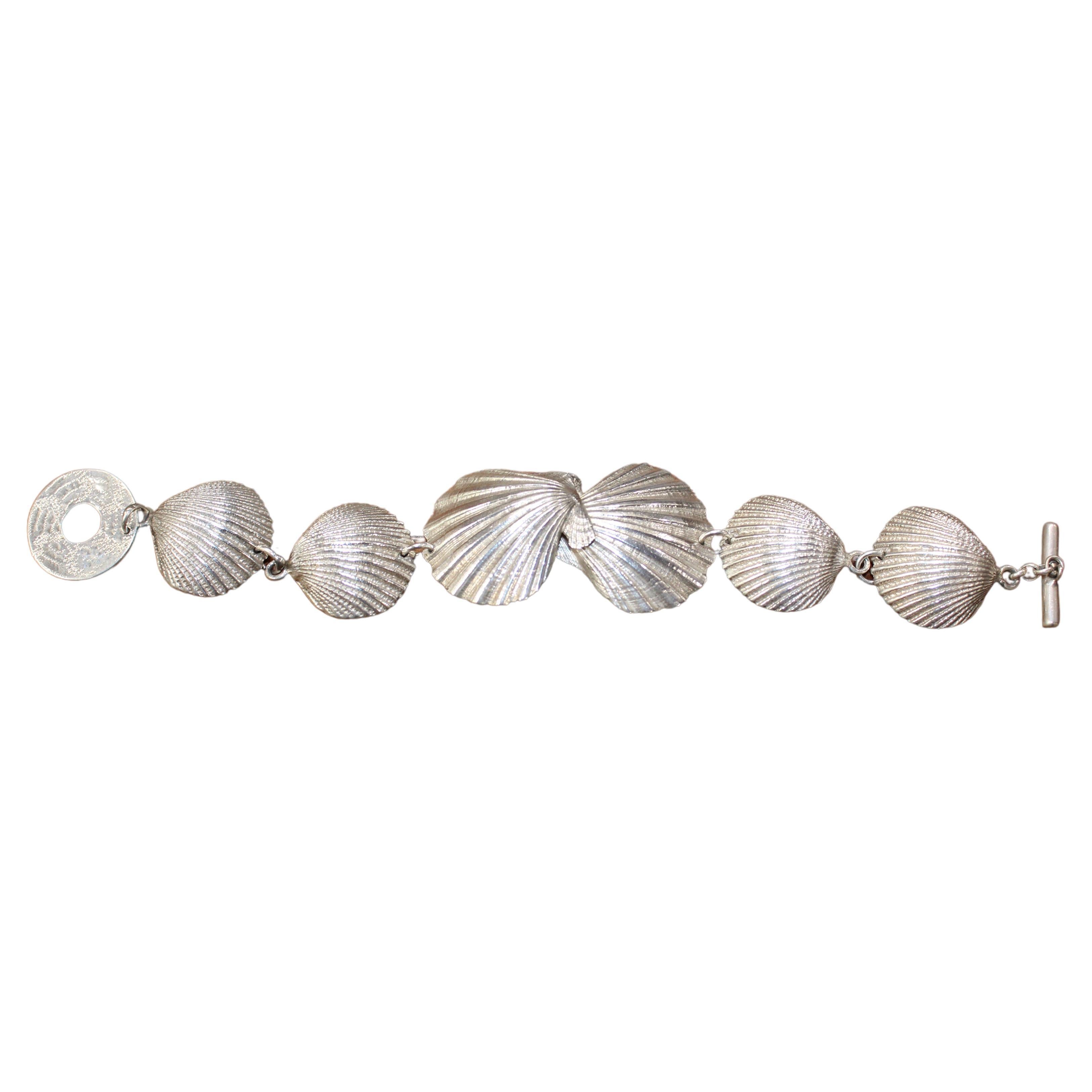 Sterling Silver, Shell Bracelet, Handmade, Italy For Sale
