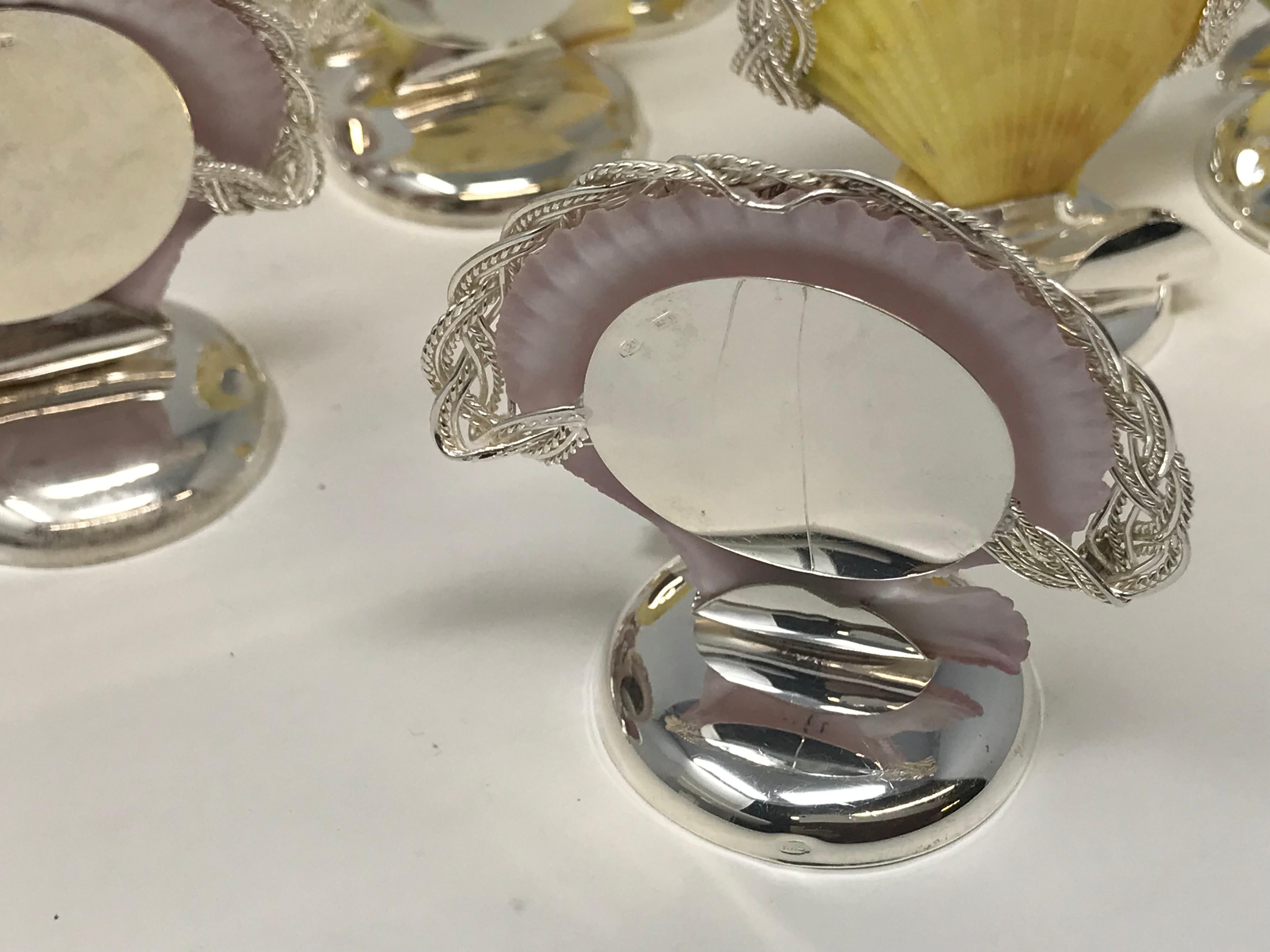 Set di 12 portacarte in argento e conchiglie in vendita 2