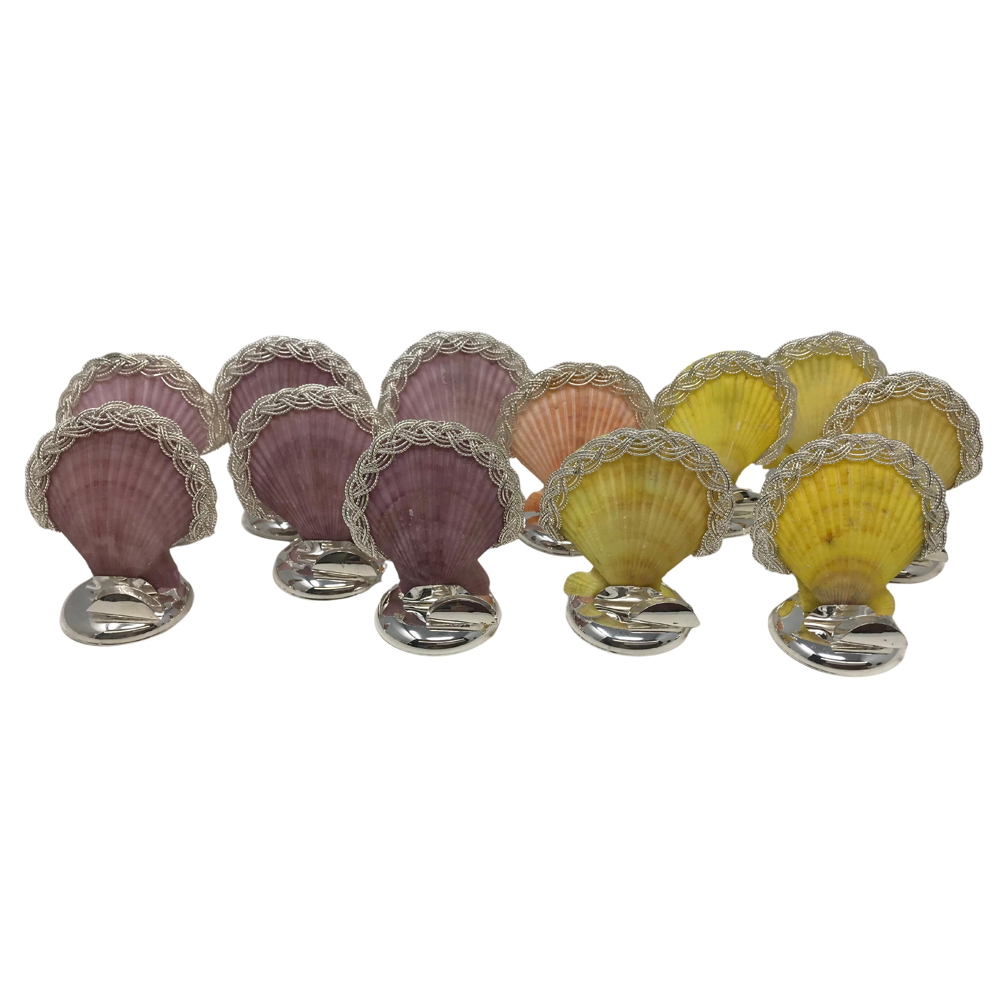 Sterling Silver & Shell Card Holder Set of 12