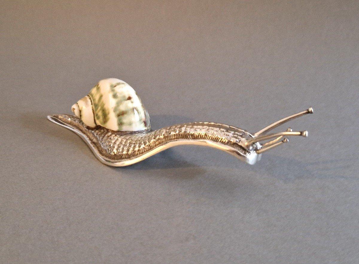 Caracol de plata de ley y concha Portugués