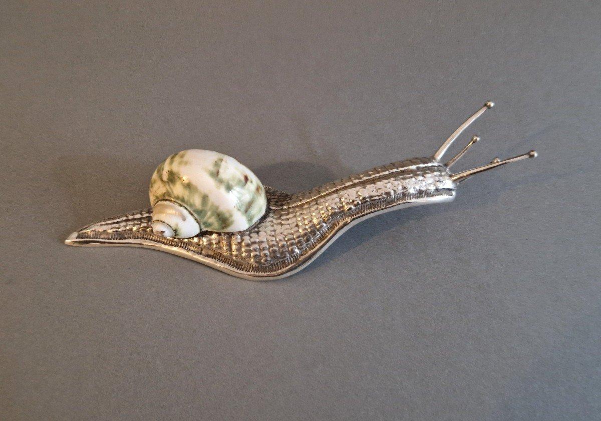 Caracol de plata de ley y concha Plata esterlina