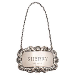 Etichetta per decanter da sherry in argento di Richard & Knight, 1977-78