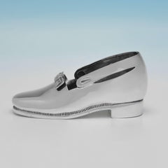 Modèle de chaussure victorien ancien de collection en argent sterling, Londres 1898