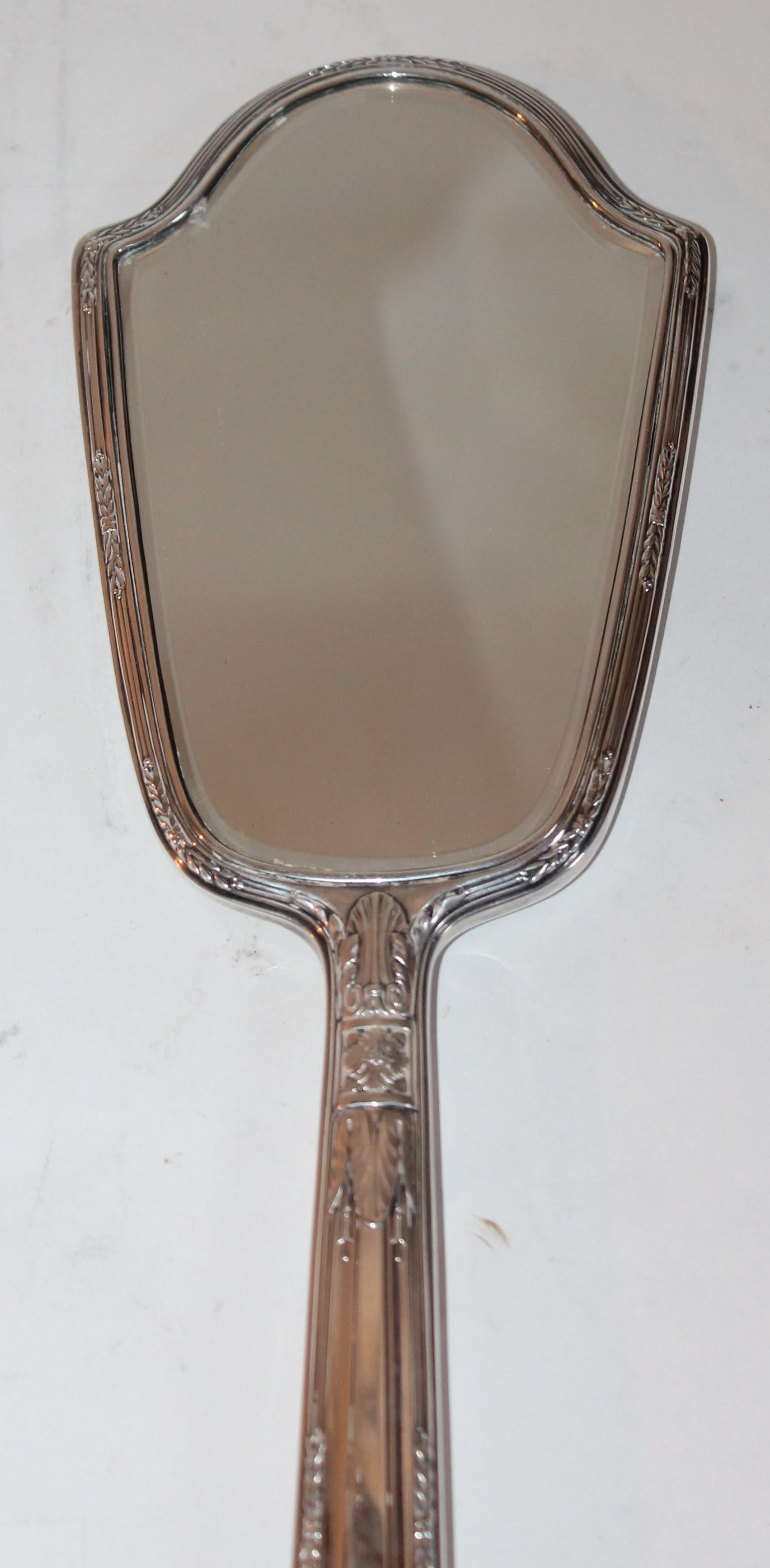 Sterling Silver Signed Alvin Brush and Mirror Vanity Set, 4 Pieces For Sale 4