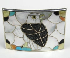 Sterling Silver SilPORFILIO & ANN SHEYKA Native American Zuni INLAY Belt Buckle
