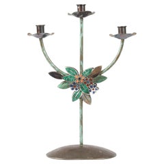 Candelabro in argento, placca d'argento, rame e pietra di Emilia Castillo, Mex