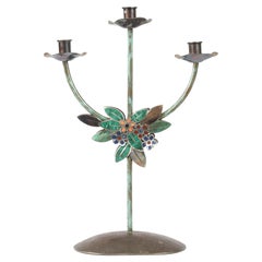 Used Sterling Silver, Silver Plate, Copper & Stone Candelabra by Emilia Castillo, Mex