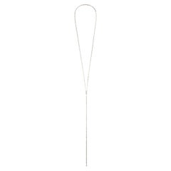 Sterling Silver Simple Greek Chain Lariat Pearl Necklace