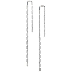 924  Sterling Silver Earrings Rectangular Chain Lightweight Simple Greek 