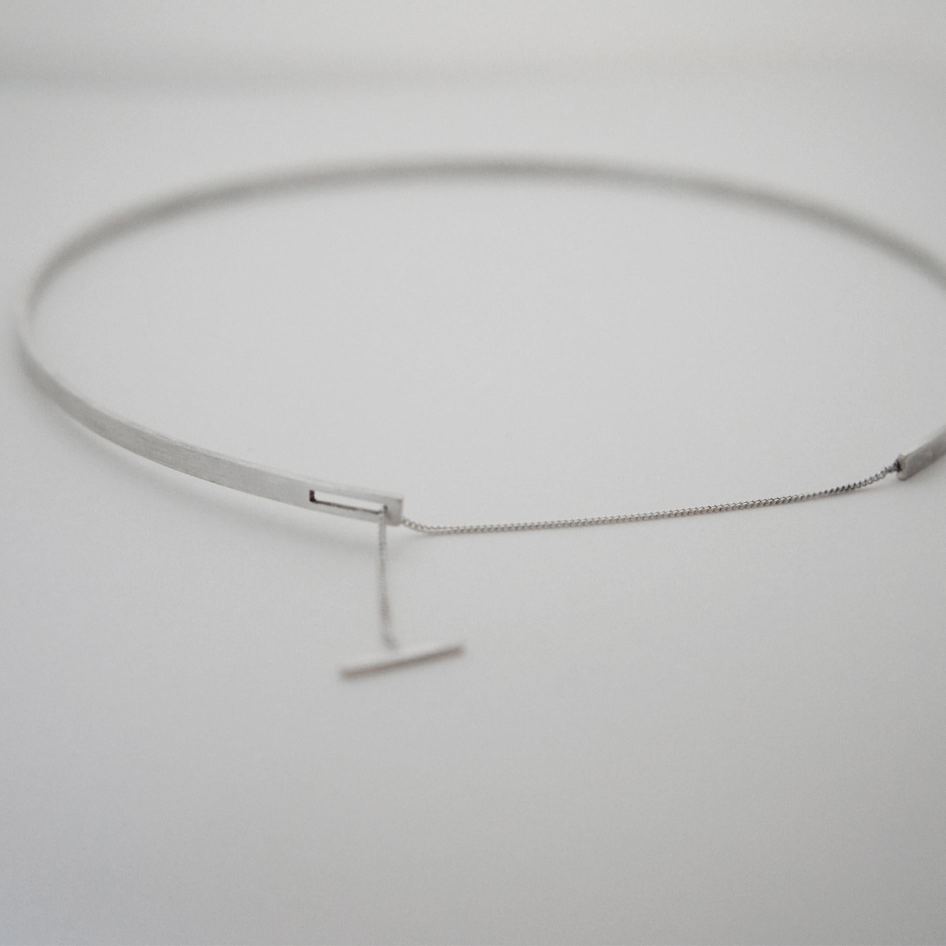 Artisan Sterling Silver Single Line Choker Necklace For Sale