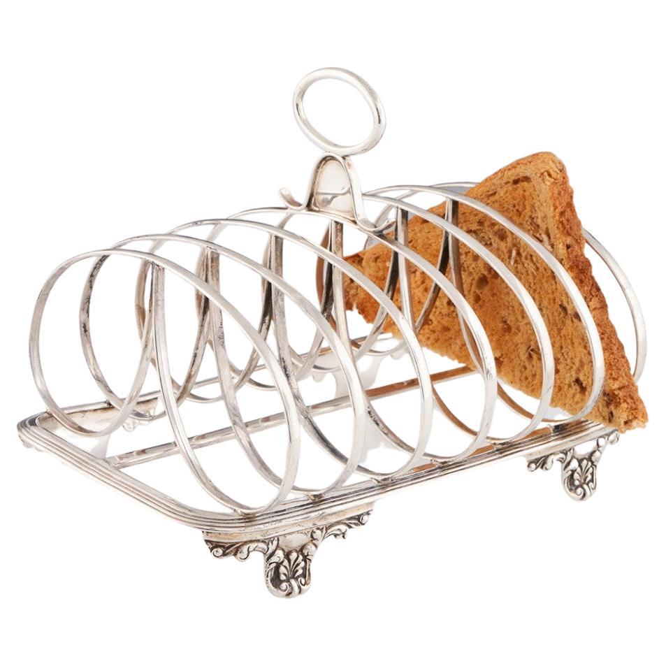 English Sterling Silver Six Division Toast Rack, London, 1833