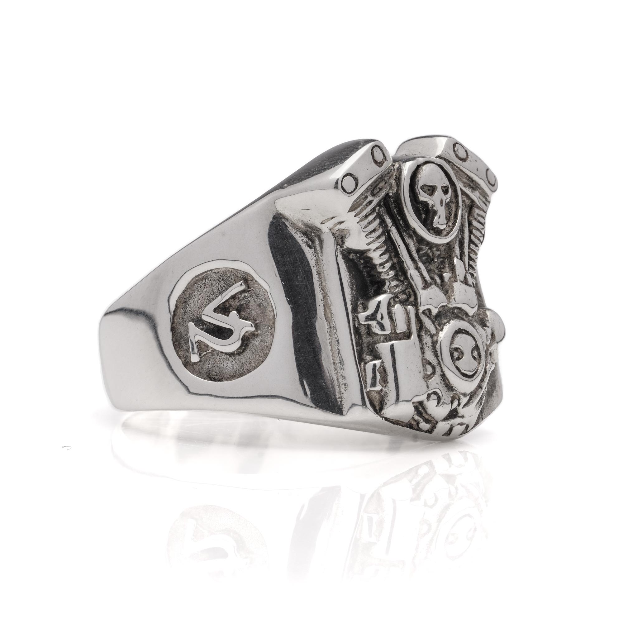 Sterling Silber Totenkopf Biker Motor Ring 3