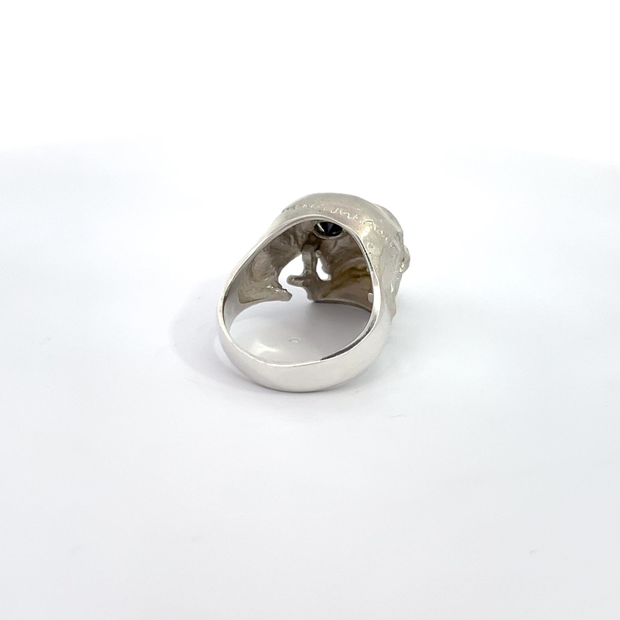 For Sale:  Sterling Silver Skull Men's Ring 0.50ctw Black Diamonds 9.75 5