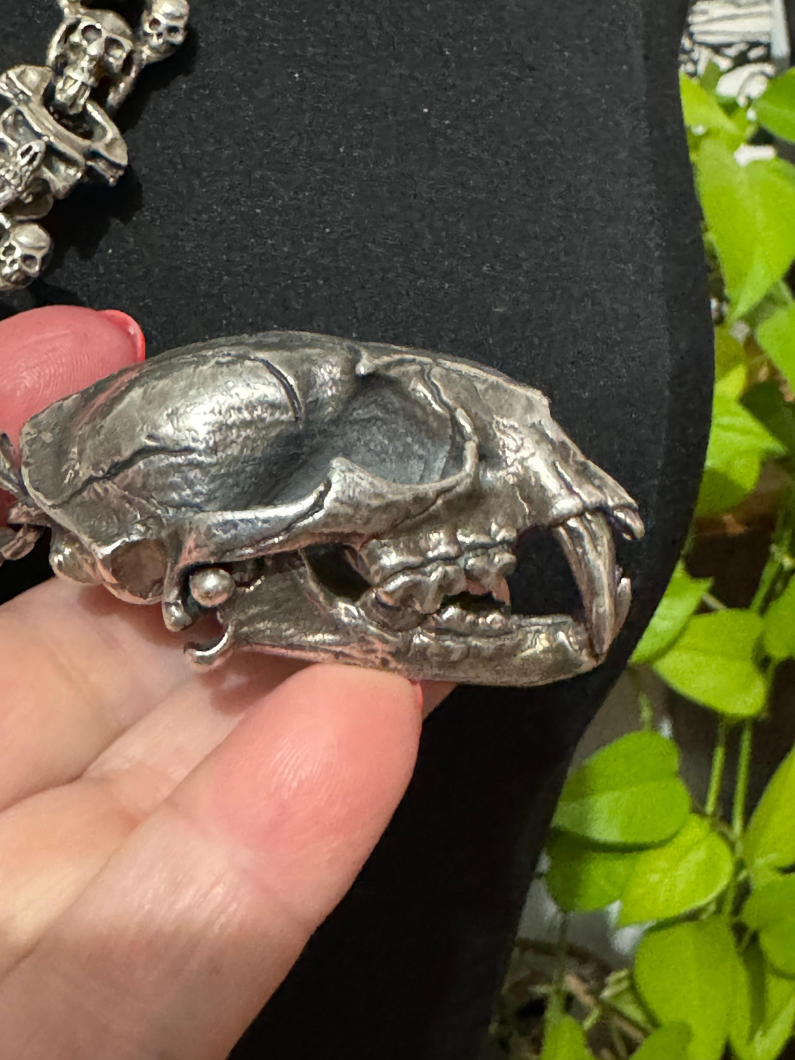 Sterling Silver Skull Necklace & Bracelet set Articulated   For Sale 14
