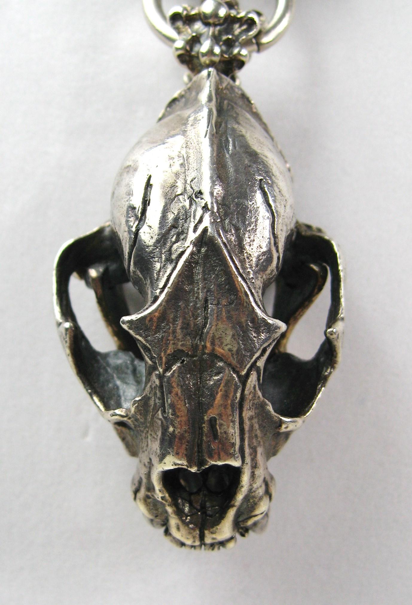 Retro Sterling Silver Skull Necklace & Bracelet set Articulated   For Sale