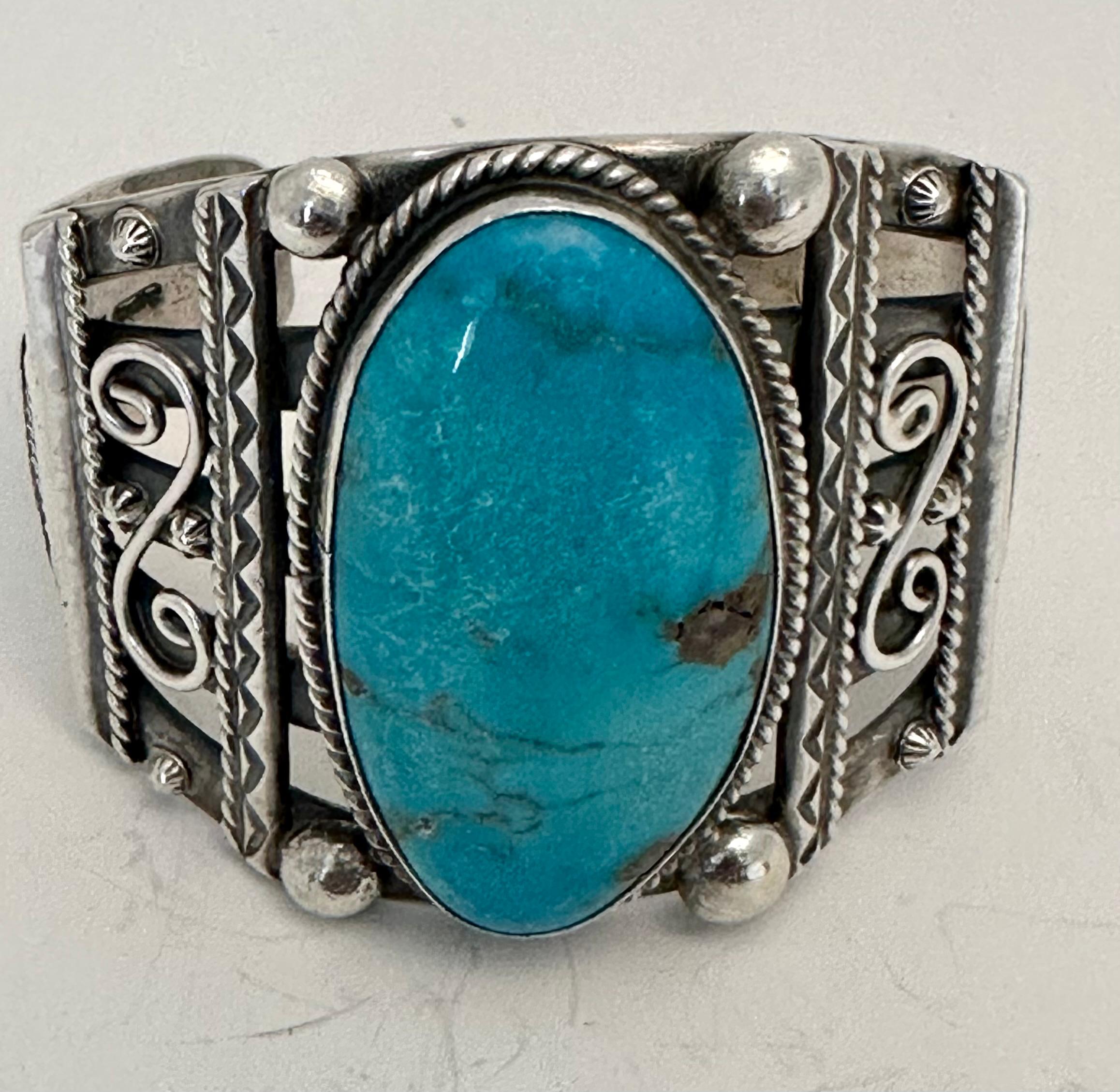 Navajo Sterling Silver .925 Sleeping Beauty Turquoise Cuff Bracelet Frank Begay
2 1/4