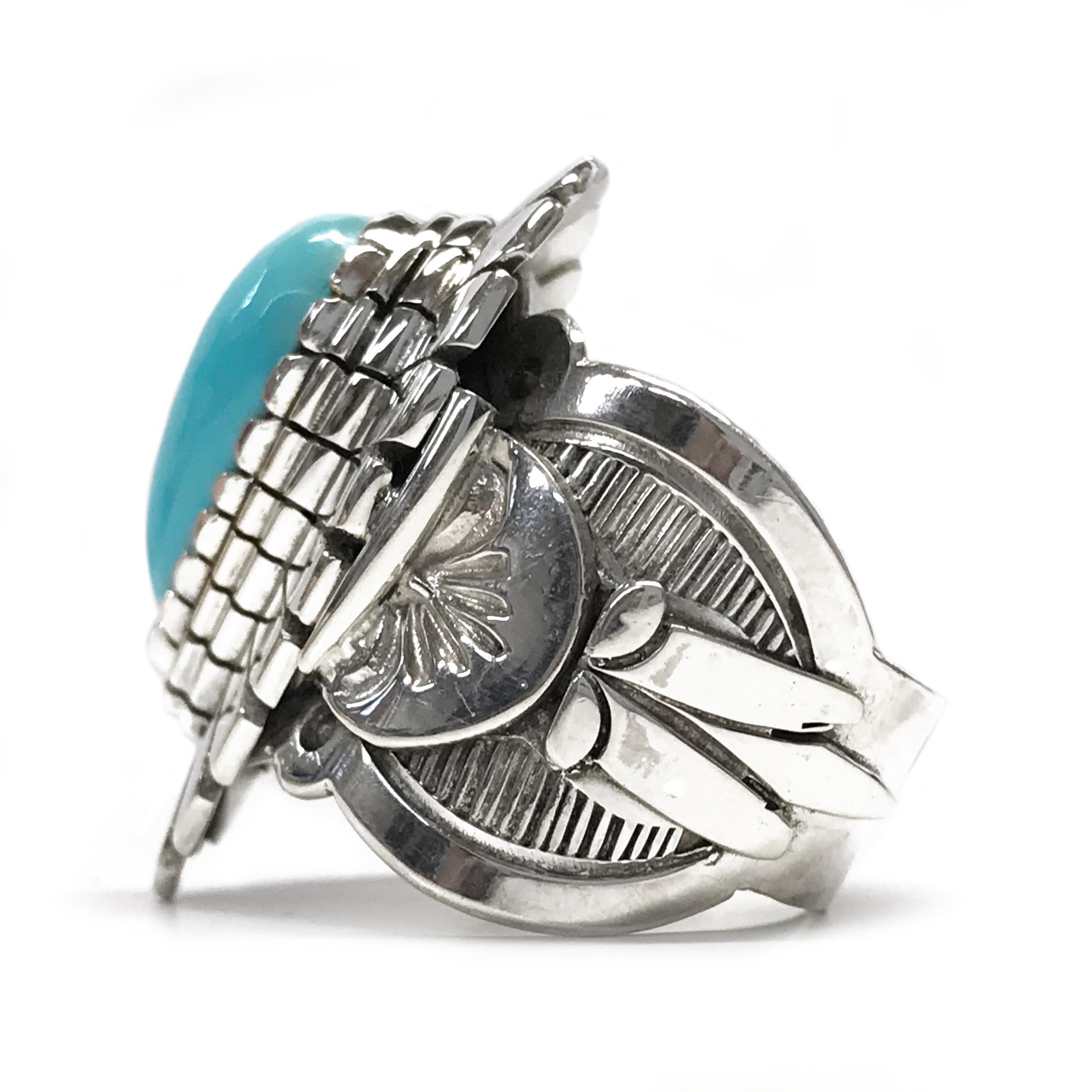 Native American Sterling Silver Sleeping Beauty Turquoise Ring