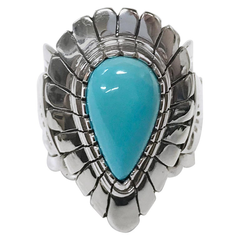 Sterling Silver Sleeping Beauty Turquoise Ring For Sale at 1stDibs