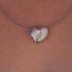 Sterling Silver Small Netline Heart Pendant