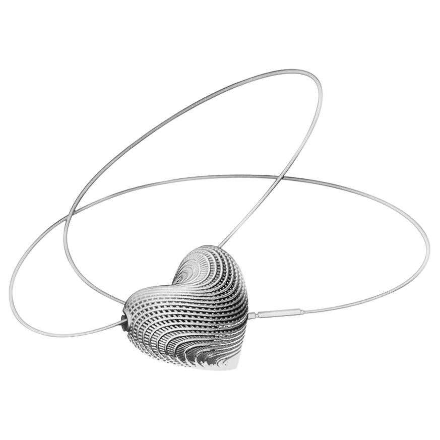 Sterling Silver Small Netline Heart Pendant For Sale