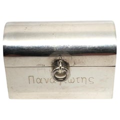 Sterling Silver Small Treasure Chest Box Engraved Panagiotis - All Holy # 19680