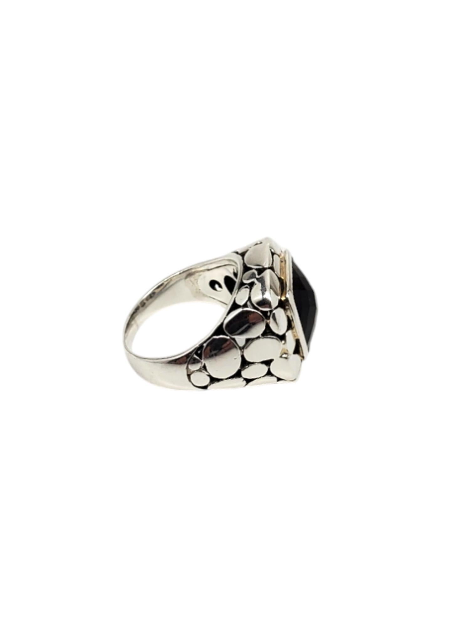 Sterling Silver Smokey Quartz Pebbled Ring Size 8.25 #18811 In Good Condition For Sale In Washington Depot, CT