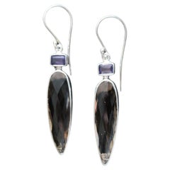 Sterling Silver Smoky Quartz and Iolite Earrings 