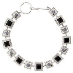 Sterling Silver, Smoky Quartz and Moonstone, Deco Necklace by Nathalie Edenburg