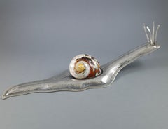 Sterling silver snail with natural shell