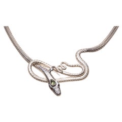 Sterling Silver Snake Chain Necklace with Peridot