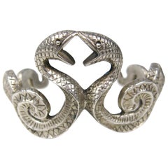 Retro Sterling Silver Snake Cuff Bracelet Double Headed Serpent 