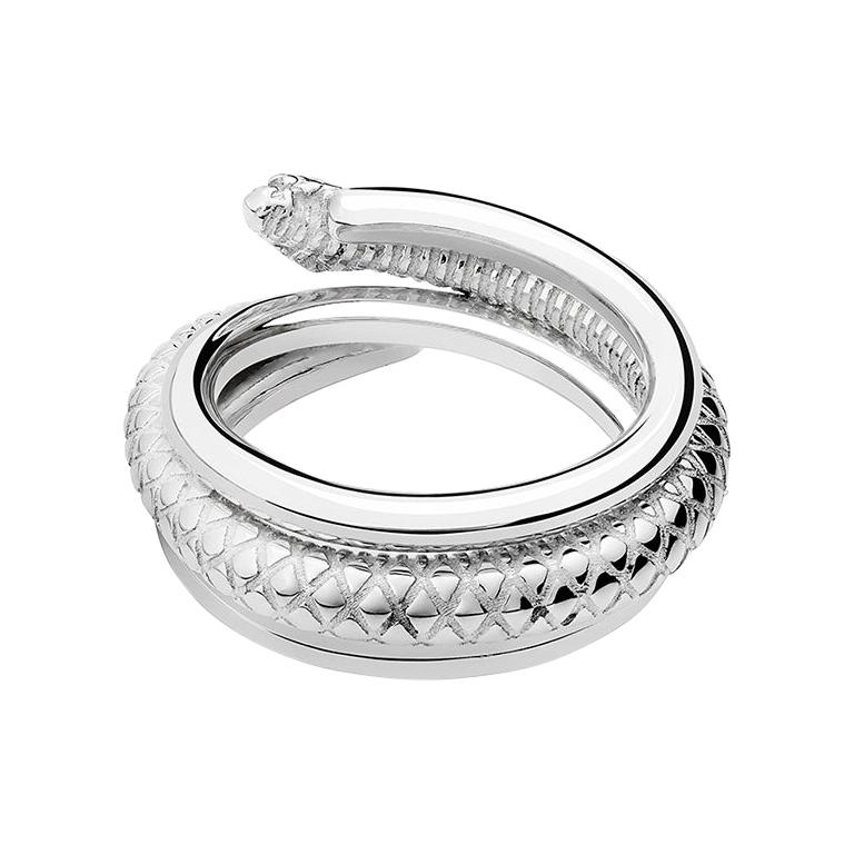Sterling Silver Snake Ring, size 70 For Sale