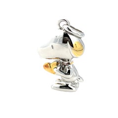 Sterling Silver Snoopy Charm with Gold-Plated Heart & Diamond