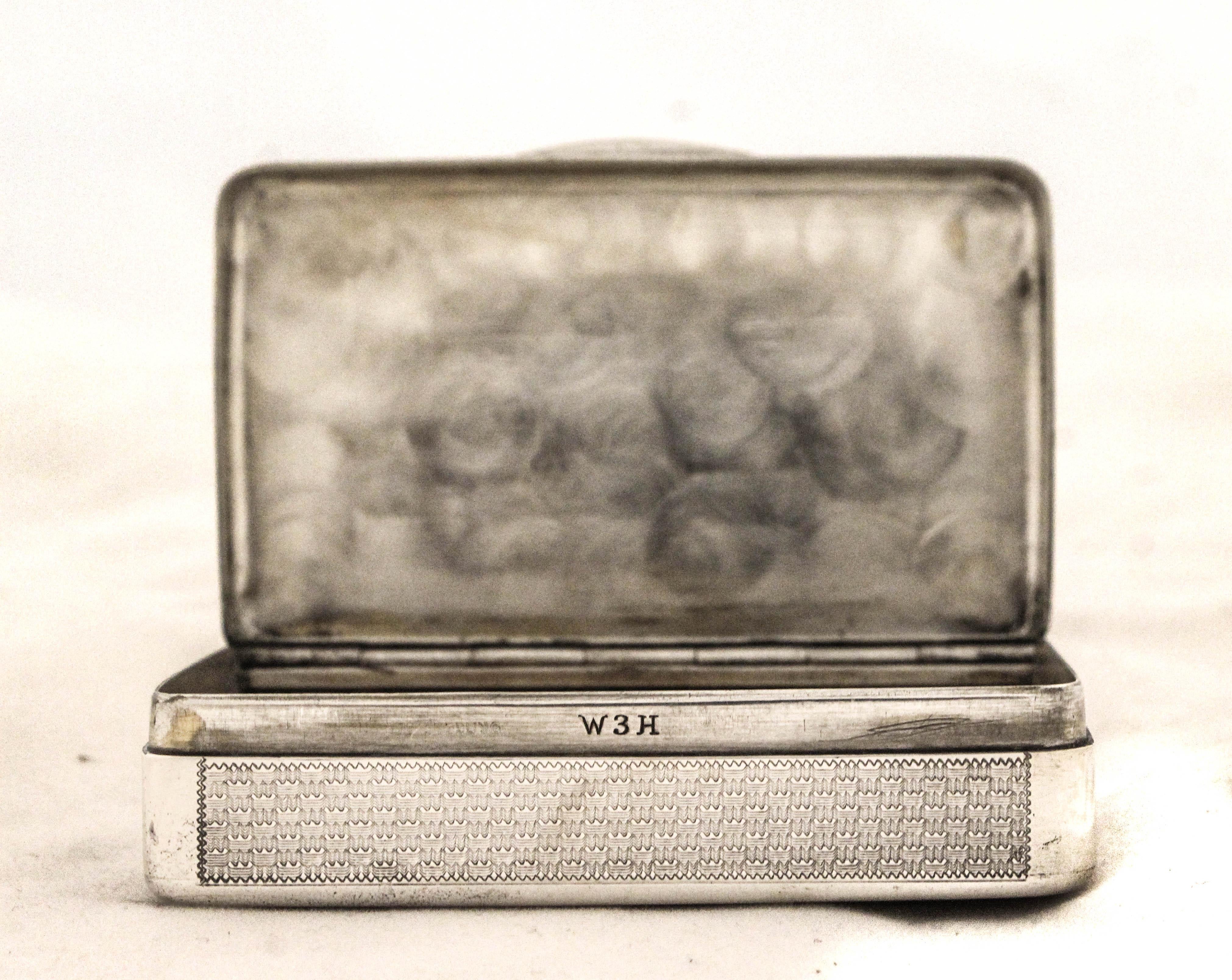 European Sterling Silver Snuff Box For Sale