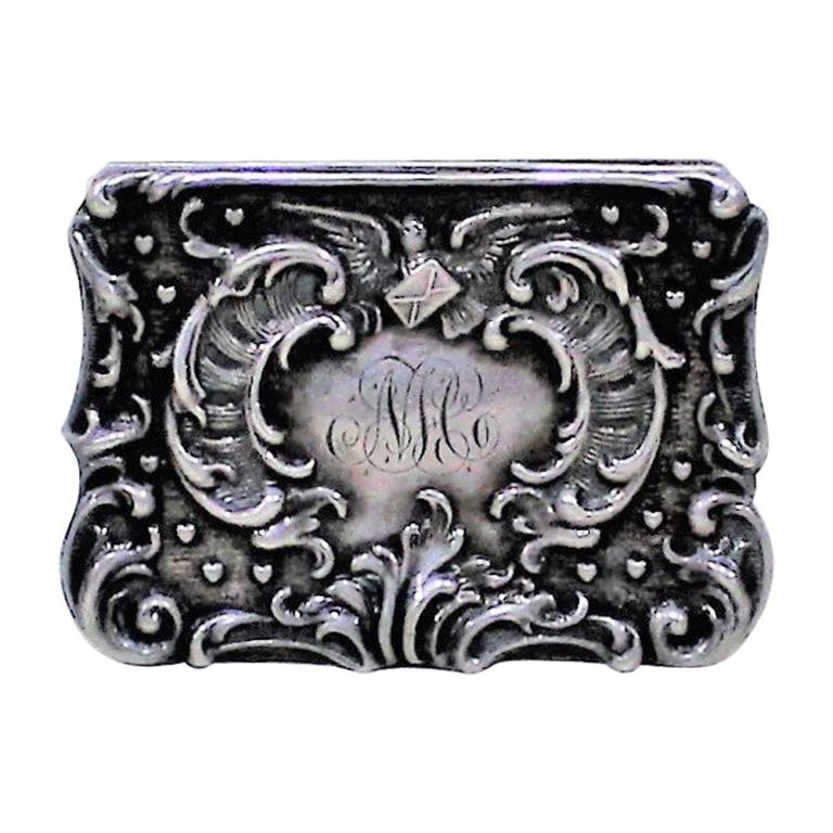 Sterling Silver Snuff or Trinket Box For Sale