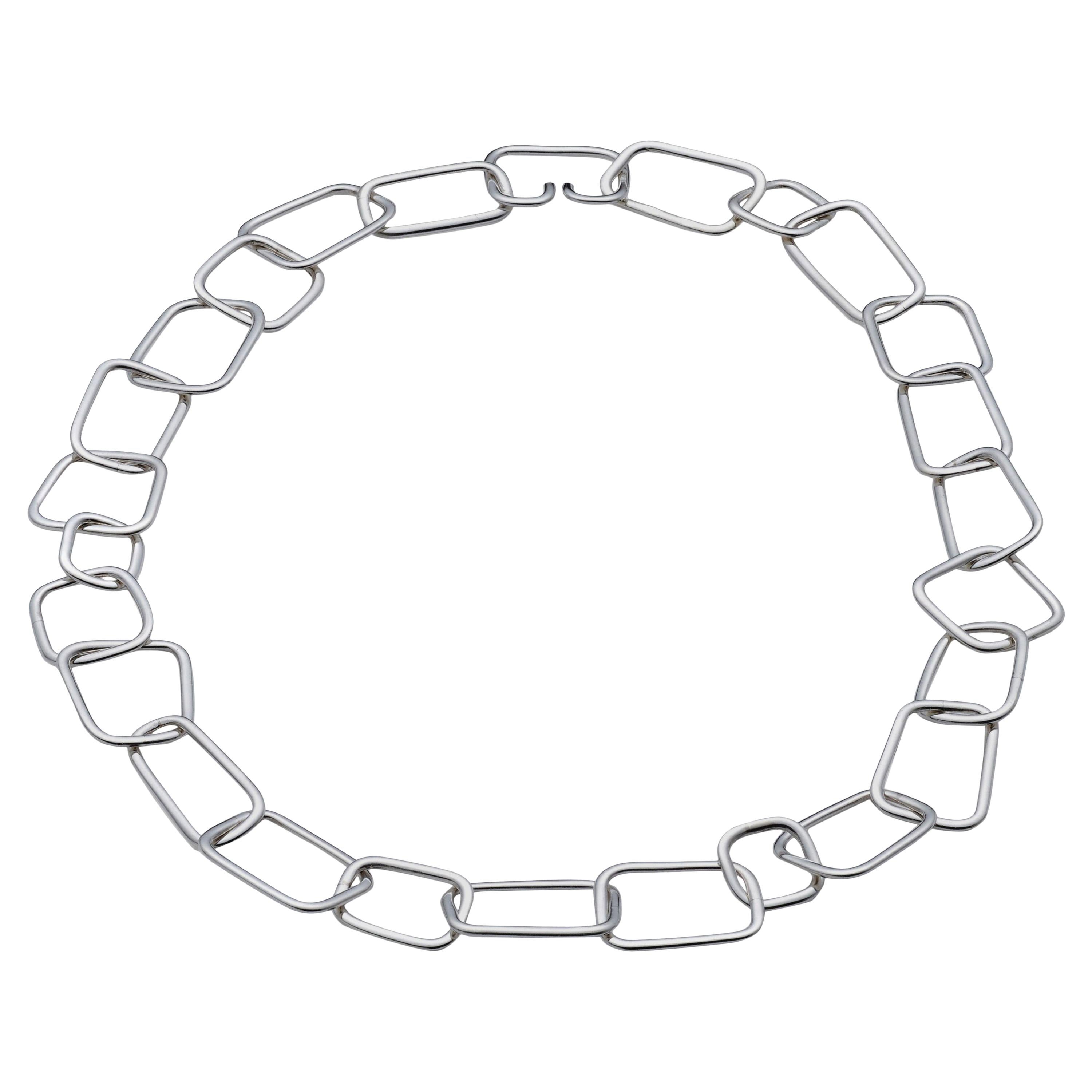 Sterling Silver "Soft Squares" Link Necklace