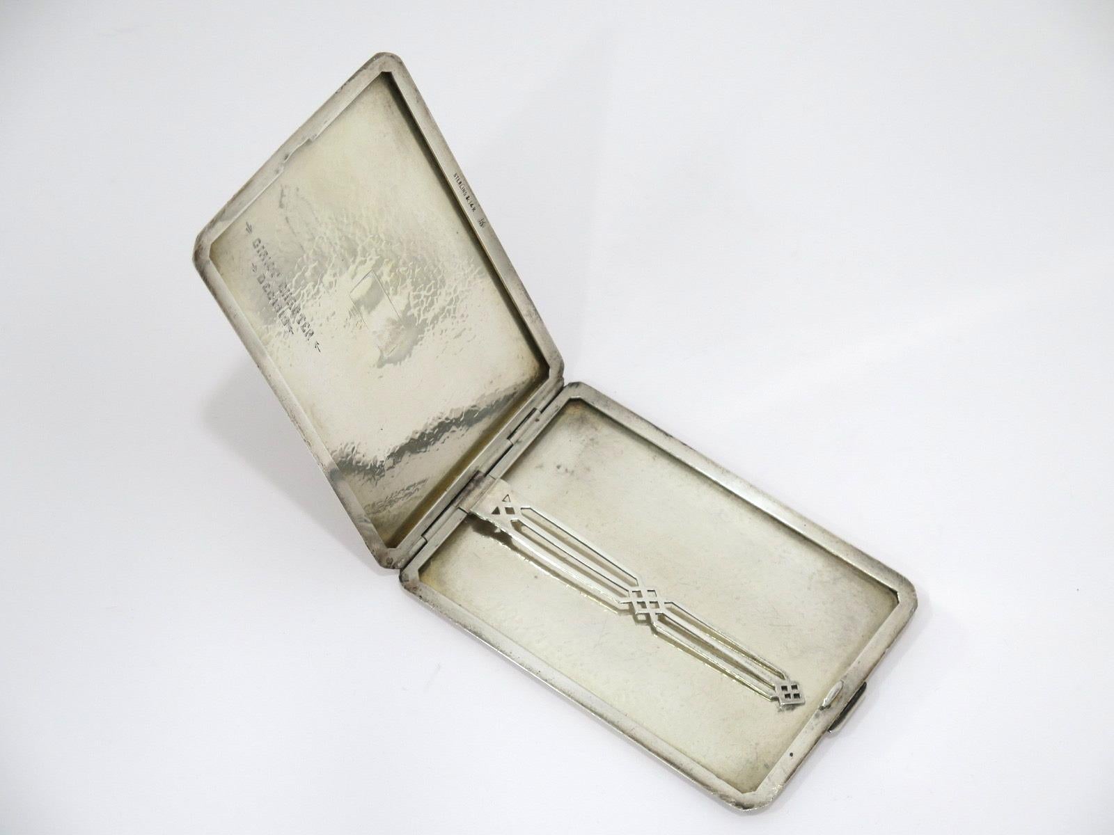 Early 20th Century Sterling Silver Solid 14K Gold James E. Blake Co Antique Hammered Cigarette Case