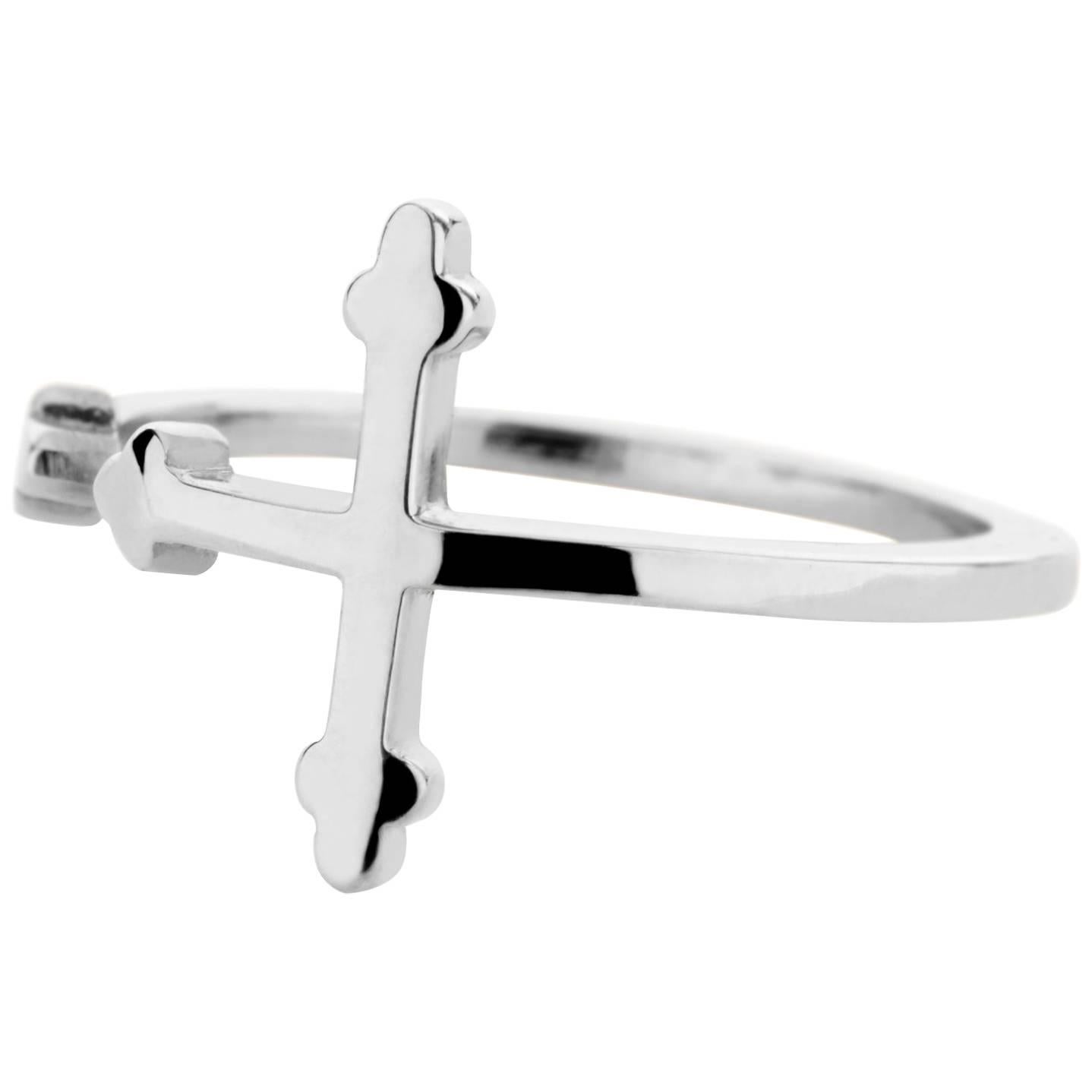 Sterling Silver Solid Cross Your Fingers Ring