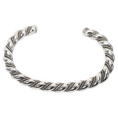 Vintage Sterling Silver Solid Twist Cuff Bracelet