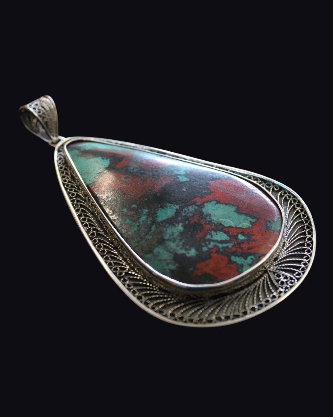 Cabochon Contemporary Sterling Silver Sonoran Sunset Pendant  For Sale