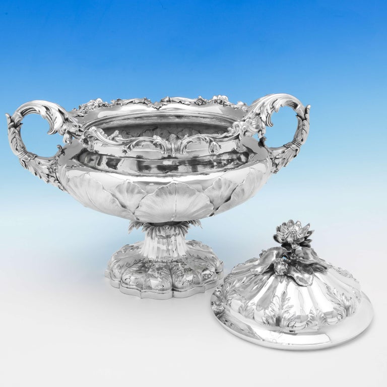 Antique Rococo Revival Sterling Silver Soup Tureen Centrepiece by