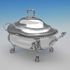 Rococo George III Sterling Silver Soup Tureen, Herne & Butty, London, 1766