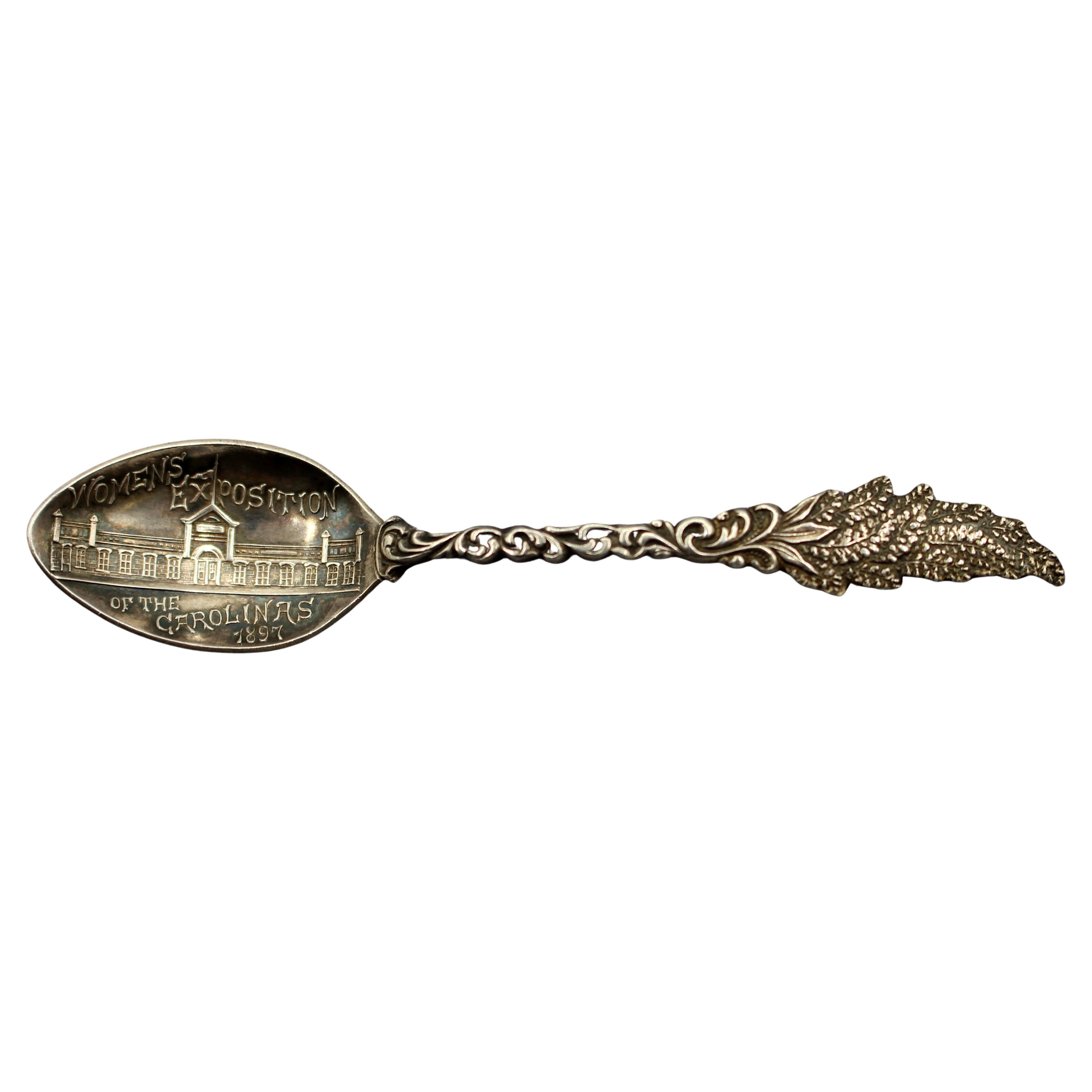 Sterling Silver Souvenir Spoon for the 1897 Women's Exposition of the Carolinas For Sale
